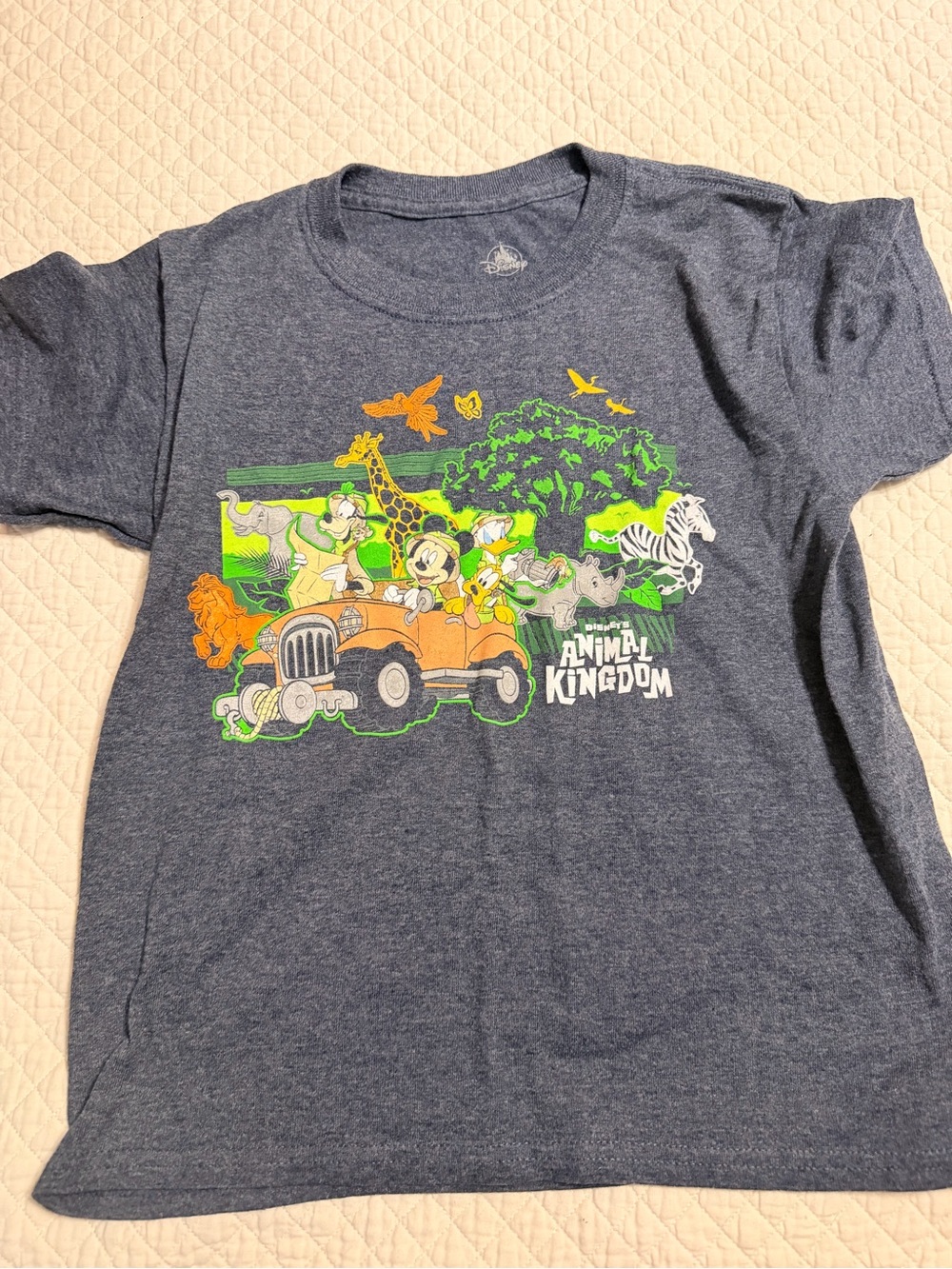 Disney Heather Navy Graphic Tee with White Logo